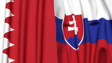 Gerçekçi kumaş dokusuna sahip BAHRAIN ve SLOVAKIA bayrakları
