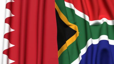 BAHRAIN Bayrakları ve Güneydoğu Afrika Gerçekçi kumaş dokusuyla