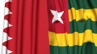 Gerçekçi kumaş dokusuna sahip BAHRAIN ve TOGO bayrakları