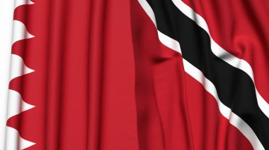 Gerçekçi kumaş dokusuna sahip BAHRAIN ve TRINIDAD bayrakları