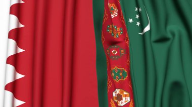 BAHRAIN ve Türkmenistan 'ın gerçekçi kumaş dokusuyla bayrakları