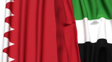 BAHRAIN ve BAAE bayrakları gerçekçi kumaş dokusuyla
