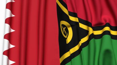 Gerçekçi kumaş dokusuna sahip BAHRAIN ve VANUATU bayrakları