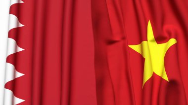 Gerçekçi kumaş dokusuna sahip BAHRAIN ve VİETNAM bayrakları