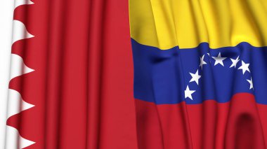 BAHRAIN ve Venezuela bayrakları gerçekçi kumaş dokusuyla