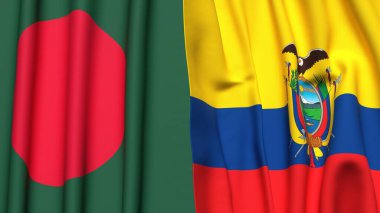 Gerçekçi kumaş desenli BANGLADESH ve Ekvador bayrakları