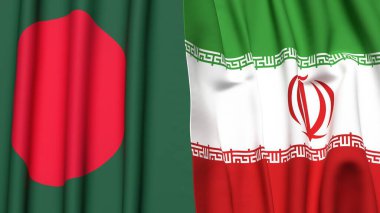 BANGLADESH ve İRAN bayrakları gerçekçi kumaş dokusuyla