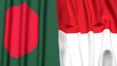 BANGLADESH ve Monako bayrakları gerçekçi kumaş dokusuyla
