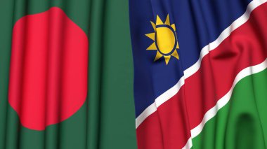 Gerçekçi kumaş desenli BANGLADESH ve NAMIBIA bayrakları