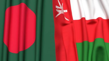 BANGLADESH Bayrakları ve gerçekçi kumaş dokusuna sahip OMAN