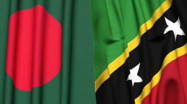 Gerçekçi kumaşlı BANGLADESH Bayrakları ve Aziz Kediler