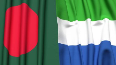 BANGLADESH ve SIERRA LEone bayrakları gerçekçi kumaş dokusuyla