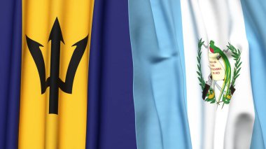BARBADOS ve GUATEMALA bayrakları gerçekçi kumaş dokusuyla