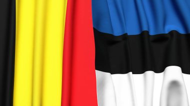 Gerçekçi kumaş dokusuna sahip BELGIUM ve Estonya bayrakları