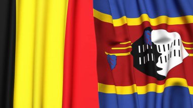 Gerçekçi kumaş dokusuna sahip BELGIUM ve Eswatini bayrakları