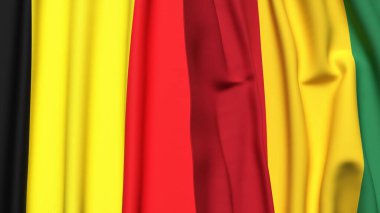 Gerçekçi kumaş dokusuna sahip Belçika ve Guinea bayrakları