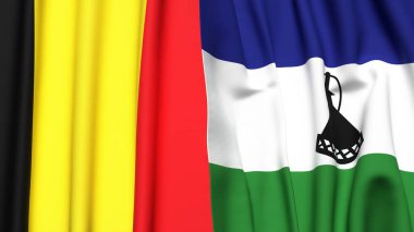 Gerçekçi kumaş desenli Belçika ve LESOTHO bayrakları