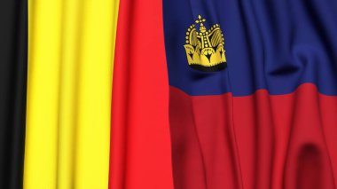 Gerçekçi kumaş dokusuna sahip BELGUM ve LIECHTENSTEIN bayrakları