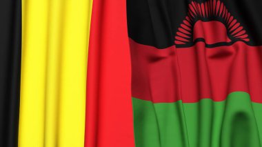 Gerçekçi kumaş dokusuna sahip Bayraklar BELGIUM ve MALAWI