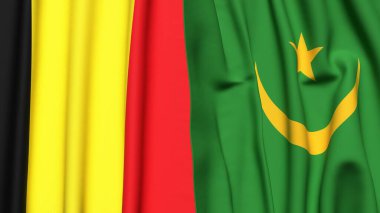 Gerçekçi kumaş dokusuna sahip Bayraklar: BELGİM ve MAURITANIA