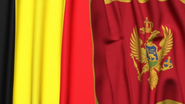 Bayraklar BELGIUM ve MonteneGRO Gerçekçi kumaş dokusuyla