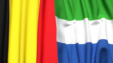 Gerçekçi kumaş dokusuna sahip Belçika ve Sierra Leone bayrakları