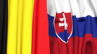 Gerçekçi kumaş dokusuna sahip BELGIUM ve SLOVAKIA bayrakları