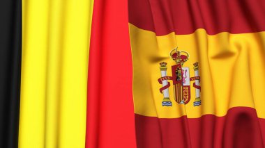 Gerçekçi kumaşlı Bayraklar ve İspanya Bayrakları