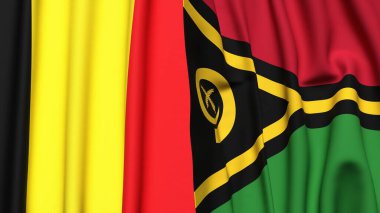 Gerçekçi kumaş dokusuna sahip BELGİM ve VANUATU bayrakları