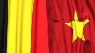 Gerçekçi kumaş dokusuna sahip Bayraklar ve VİETNAM