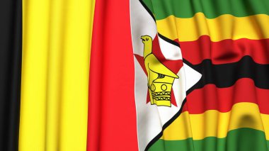 Gerçekçi kumaş dokusuna sahip Bayraklar: Belgium ve ZIMBABWE