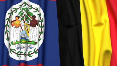 Gerçekçi kumaşlı BELIZE ve Çad bayrakları