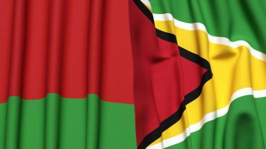Gerçekçi kumaşlı Bayraklar ve GUYANA
