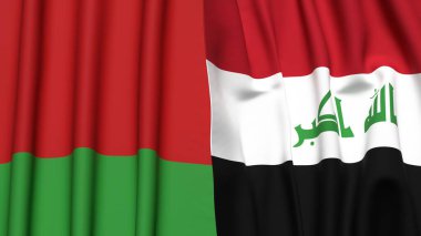 BeLARUS ve IRAQ bayrakları gerçekçi kumaş dokusuyla