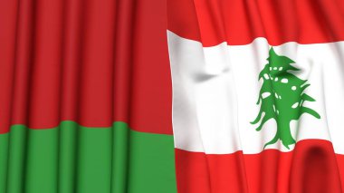 Gerçekçi kumaşlı Bayraklar ve LEBANON