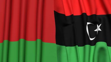 Gerçekçi kumaşlı Bayraklar ve LIBYA
