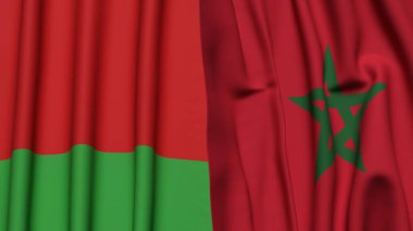 BeLARUS ve MoroCCO bayrakları gerçekçi kumaş dokusuyla
