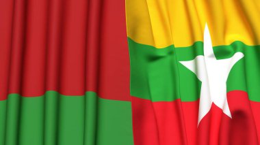 BeLARUS ve Myanmar 'ın bayrakları gerçekçi kumaş dokusuyla