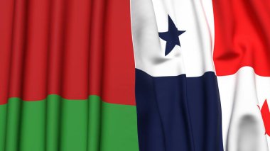 BeLARUS ve Panama 'nın bayrakları gerçekçi kumaş dokusuyla