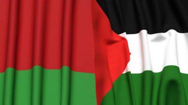 BeLARUS ve Filistin 'in bayrakları gerçekçi kumaş dokusuyla