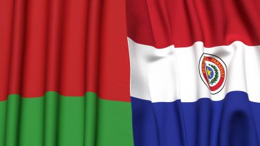 Gerçekçi kumaş desenli Bayraklar ve Paraguay