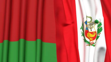 BeLARUS ve Peru 'nun gerçekçi kumaşlı bayrakları