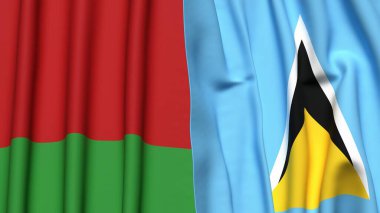 Gerçekçi kumaş dokusuna sahip Bayraklar: BELARUS ve Aziz LUCIA