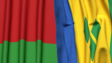 Gerçekçi kumaşlı Bayraklar ve Aziz VINCENT