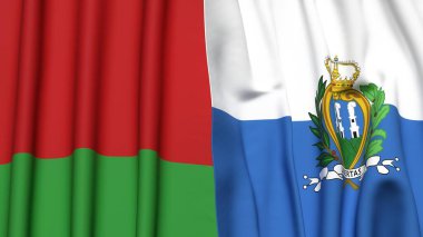 Bayraklar: Belarus ve SAN MARINO Gerçekçi kumaş desenli
