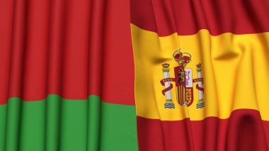 Gerçekçi kumaşlı Bayraklar ve İspanya Bayrakları