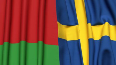 Gerçekçi kumaşlı Bayraklar ve SWEDEN