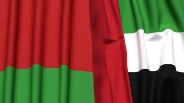 BELARUS ve BAE bayrakları gerçekçi kumaş dokusuyla