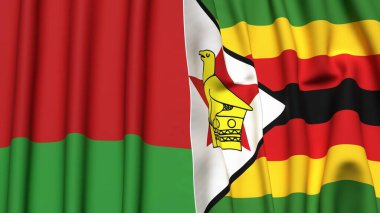 Gerçekçi kumaş dokusuna sahip Belarus ve ZIMBABWE bayrakları