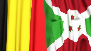 Gerçekçi kumaş dokusuna sahip BELGUM ve BURUNDI bayrakları